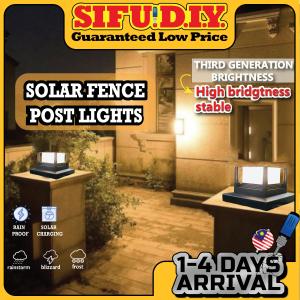 【TECHCA】Outdoor Gate Light Solar Outdoor Pillar Lights IP66 Waterproof Solar Column Head Lamp Fence Post Garden Lights