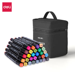 Bút màu dạ marker cao cấp Deli Bút vẽ đánh dấu marker touch cool 2 đầu tô màu dạ vẽ tranh anime kèm túi vải họa cụ 30/40/60/80 màu - E70806