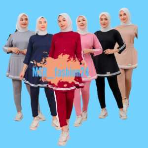 Stelan baju + kerudung olahraga wanita terbaru Leging Rok skirt perempuan sport badminton senam zumba