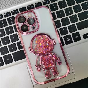 HOCE Luxury Astronaut Liquid Quicksand Clear Phone Case for iPhone 15 14 13 12 11 Pro Max 15 14 Plus Transparent Plating Cases Shockproof Cover