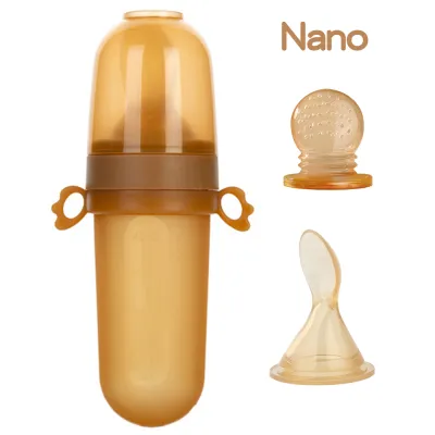 Sweetybayibayi 2 in 1 Baby Fruit Feeder With Spoon Sudu Baby Food Squeeze Feeder Silicone Food Feeder