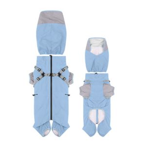 YAZHE with Hat Pet Dog Raincoat Four Legged Clothing Waterproof Dog Rain Jacket Cute Breathable Pet Rainwear Dog Apparel