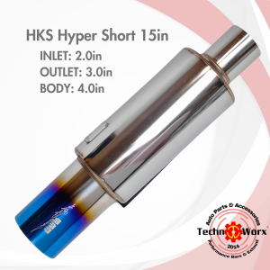 HKS Small 15in Muffler Hypershort Japan original exhaust jasma type freeflow universal super bass