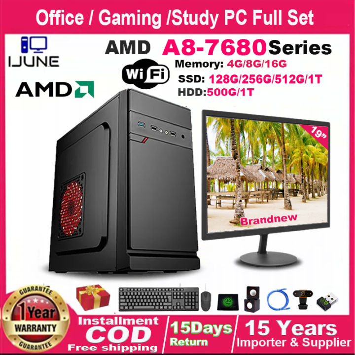 Desktop Computer Set AMD A6 7480 with 16GB RAM 512GB SSD Full Set ...