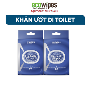 KHO BÌNH THẠNH_Combo 2 hộp 40 gói khăn ướt Flushable Wipes gói 60 khăn đi toilet xả tan trong bồn cầu