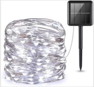 100 /200/300LED Solar String Lights 5 Meter Dekorasi Natal Lampu Taman Luar Ruangan Tahan Air Dekorasi Kawat Tembaga Cahaya