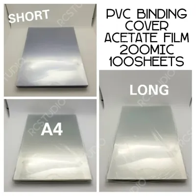 10 PCS Acetate Film PVC Binding Cover 200 MICRONS CLEAR (Short A4 or Long)