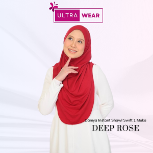 Daniya Instant Shawl Malas Swift 1 Muka Opaque Tak Jarang Ironless Moss Crepe Soft Raya Tudung Hijab