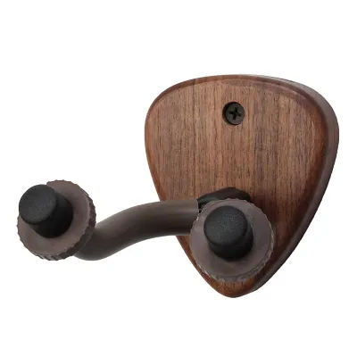 Wall Mount Guitar Hanger Hook Wood Base Banjo Bass Acoustic Electric Guitar Neck Holder Stand with Picks Slot