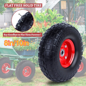 Cart Wheels Heavy Duty Rubber Tires Trolley，Thickened Hubs For Trolleys Wheelbarrows  8/10(Red 1pc)