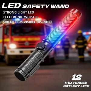 Rechargeable LED Traffic Baton Safety Flash Baton Warning Stick Handheld Reflective Luminous Signal Light Wand