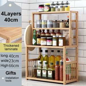 RRH storage Rack Seasoning Spice 3/4 Layers 50/60 CM Bamboo Large Capacity Organizer for Kitchen Countertop Easy Assembly  Holder