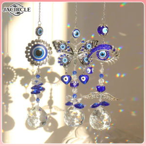 JACIRCLE Crystal Evil Devils Eye Pendant Sun Catcher Wind Chimes Good Luck Amulet Garden Hanging Home Decor