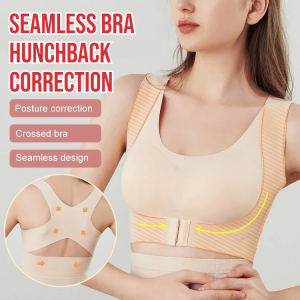 Seamless Posture Corrector Bra Women’s Front Button Full-Cup Push Up Underwear Humpback Correction Bra Vest Back Support