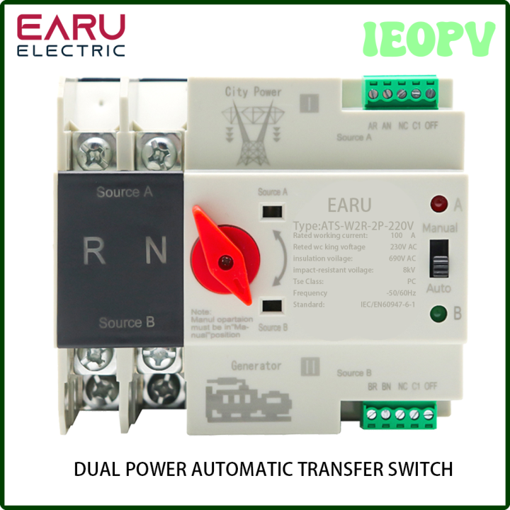 IEOPV Din Rail 2P ATS Dual Power Automatic Transfer Switch Selector ...