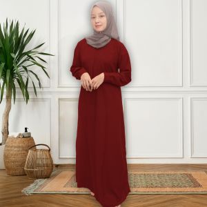 Baju Muslim Gamis Abaya Polos Warna Maron