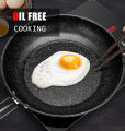 22.5cm 24cm 26Ccm 28cm Non-Stick Frying Pan Black Durable Scratch Resistant Superior Heat Induction Oil Free Cooking. 