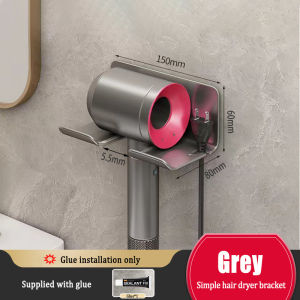 YT Metal Aluminum Hair Dryer Storage Rack Wall Mounted Storage Installation Without Drilling