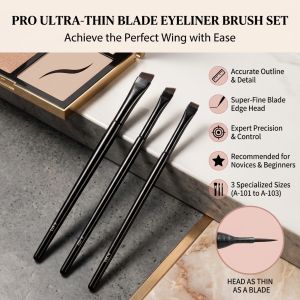 Eye Makeup Brush Eyebrow Brush Slanted Head Flat Head Slim Eyeliner Brush Precision Brow Defining Tool Cosmetic Brush for Eye Makeup Daily Use