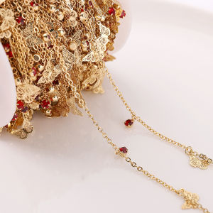 3color Copper butterfly red diamond chain Accessories  For DIY handmade chain  Sewing Garment Wedding Clothing Art  Necklace Bracelet Jewelry Accessory