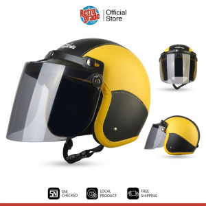 RetroGrade Helm Bogo Anak helem retro anak Lucu Polos Usia 2-6 Tahun Kaca Flat/Datar - Kuning Hitam