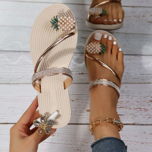 [Free Shipping] 2026 Summer New WomenS Slippers Pineapple Clip-Toe Flat Sandals Soft Sole Comfortable Beach Sandals That DonT Tired Your Feet