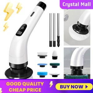 COD [Free Shipping] Portable Electric Spin Scrubber with Extendable Handle and 2 Speed Options for Deep Cleaning Tasks