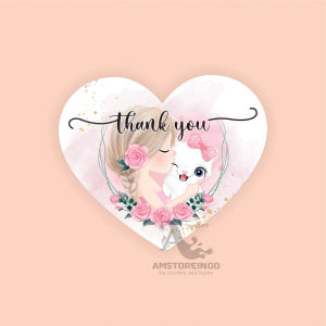 30 pcs Thank You Sticker TY027 Cute Girl and Cat