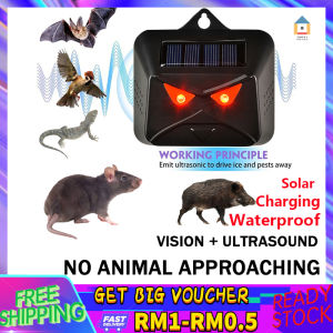 【Malaysia Spot Sale】Ultrasonic Animal Control Solar Powered Ultrasonic Sensor Pest Bird Repeller Outdoor Yard Chaser Garden Deterrent Mouse Cat Dog