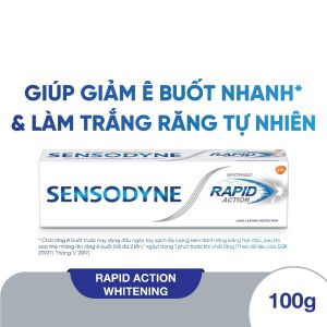 Kem đánh răng SENSODYNE Rapid Action Whitening 100g Giúp Giảm Ê Buốt Nhanh Và Làm Trắng Răng Tự Nhiên