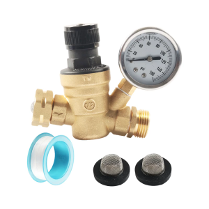 Silicone Oil Enhanced Campers Water Pressure Regulator With Adjustable Handle Lead Free Brass Construction 3/4" Fittings