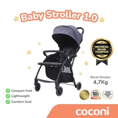 COCONI Baby Stroller 1.0 | Kereta Dorong Bayi Lightweight 4.7kg Compact Fold Recline 180° Canopy Anti Nyamuk