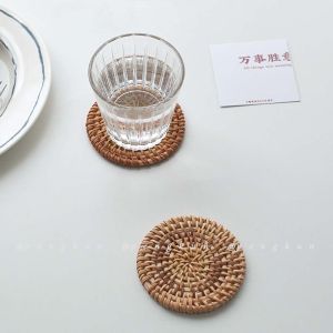 Rattan coaster Japanese-style ins same paragraph pure handmade Korean style daily chic style photo prop mat