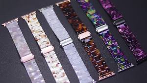 Suitable for natural resin s11/12 Apple apple iwatch345678910 Three plants ultra Transparent strap
