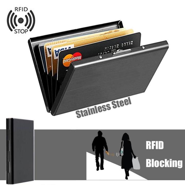 Doutop Portacarte In Acciaio Inossidabile Con Blocco RFID – Porta Bancomat E Biglietti Da Visita, Argento Spazzolato