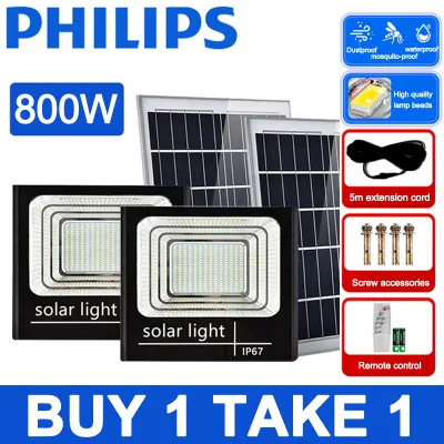 PHILIPS 3000W Solar Light Outdoor Waterproof Buy 1 Take 1 Flood Light with Solar Panle Remote Control Street Light