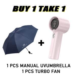 100 Wind Speeds Handheld Turbo Mini Fan LED Display USB Rechargeable Electric Fan + UV Folding Umbrella Combo S001