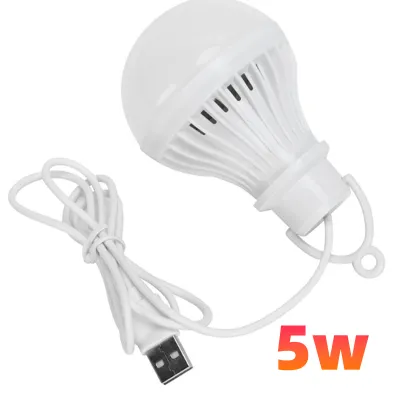 ร้านอยู่ที่ไทย หลอดไฟ led 5v หลอด 12W 5W 3W สายยาว120CM พกพาสะดวก เสียบUSB