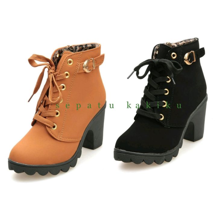 ZE SEPATU WANITA BOOTS HIGH HEELS Boots Ankle Boots Hak Lazada