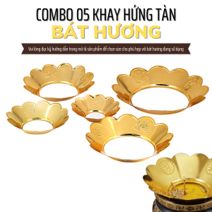 Bộ 05 Cái khay hứng tàn nhang bát hương nhiều cỡ phù hợp cho nhiều loại bát hương