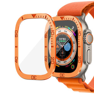 Metal Bumper+Tempered Glass For Apple Watch Ultra 49mm Accessories Screen Protector Anti-Scratch HD Full Film apple watch series 8 ultra 49MM
