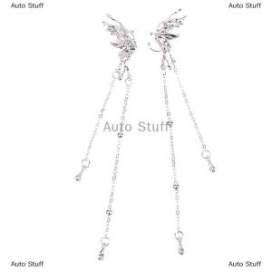 [COD] Auto Stuff 1คู่ Angel Wing โลหะเหลวผีเสื้อพู่ห้อยต่างหูแบบไม่เจาะต่างหูหนีบหูยาวผู้หญิงดีไซน์พังค์ทันสมัย