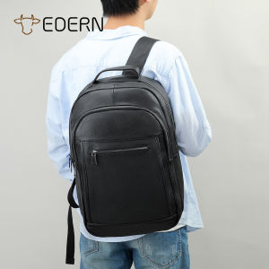 Edern da bò mềm mới Ba lô cho nam giới dung tích lớn 15.6-inch Túi đựng máy tính xách tay nam cặp sách thời trang du lịch ngoài trời da thật ba lô
