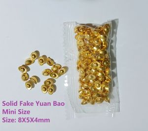 Mini Chinese Yuan Bao Fake Gold Metal Chinese New Year Wealth Bag Decoration Treasure Bowl