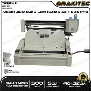 Mesin Jilid buku Bending A3+ Jilid Lem Panas Soft Hardcover Semi Automatic C-46 Pro Grakitec