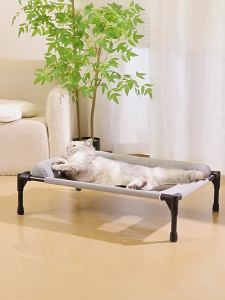 Raised Dog Bed Cooling Outdoor Cot With Pillow Breathable Mesh Chew Resistant Washable Hammock For Small to Medium Dog