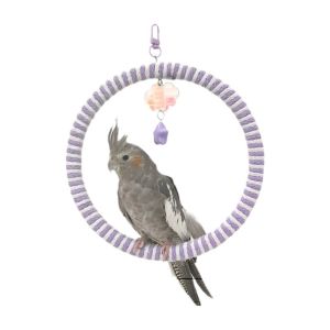 TRANQUIL HUT Cloud Star Ornament Parrot Swing Ring Hanging Wear-Resisting Bird Toy Swing Birdcage Accessories Round Parrot Chewing Toy Indoor