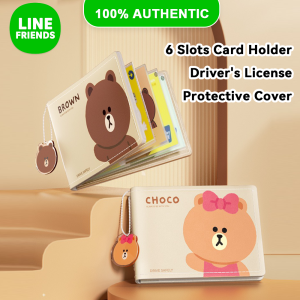 LINE FRIENDS Brown Card Holder Multi-slot PU Leather ID Wallet License Card Organizer LFB280 LFB327