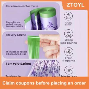 【ZTOYL】 50Pcs Công Suất Lớn Hoa Oải Hương Dây Kéo Thùng Rác Túi Với Xử Lý Cho Nhà Bếp Phòng Tắm Phòng Ngủ & Phòng Khách