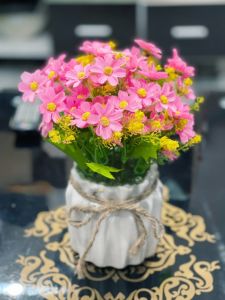 Chậu cây giả để bàn làm việc bình hoa để bàn trang trí - Cây giả hoa lụa trang trí nhà cửa